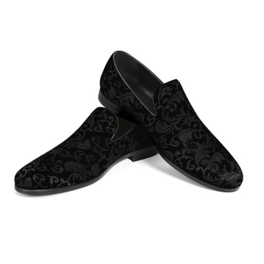 Men's Penny Loafers with Elegant Jacquard Black