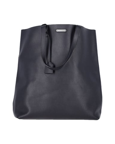 Saint Laurent Bold Shopping Tote Bag in Black Calfskin Leather
