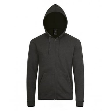 SOLS Mens Stone Zip Up Plain Hoodie (Charcoal Marl)