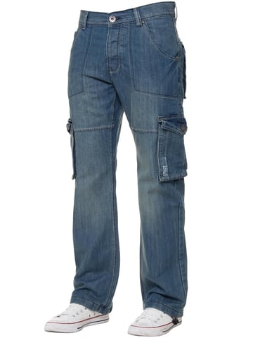 Kruze | Vaqueros Cargo Combat para Hombre - Azul