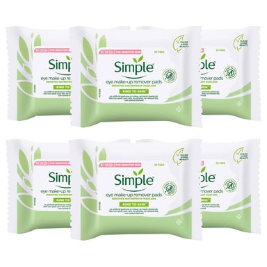 Simple Kind to Skin Eye Make-Up Remover Pads with Pro-vitamin B5, 6x 30 Pads