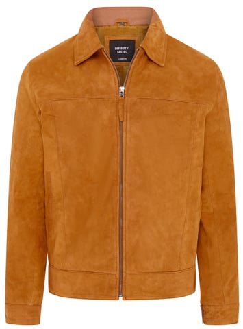 Chaqueta motera Harrington de piel de ante clásica retro color canela para hombre - Bryne