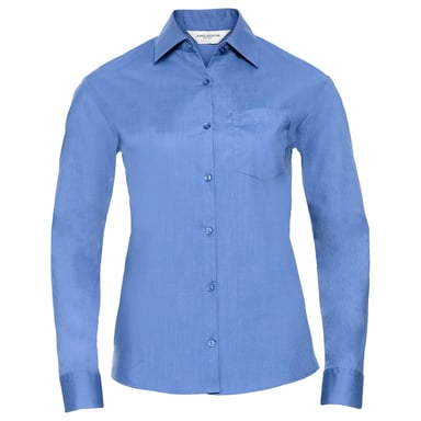 Russell Collection Womens/Ladies Poplin Easy-Care Long-Sleeved Formal Shirt (Corporate Blue)