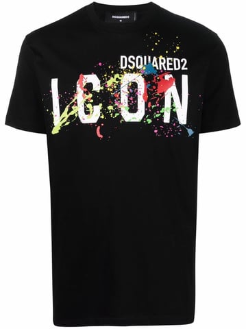 Dsquared2 Camiseta Icon Paint Splatter Negro
