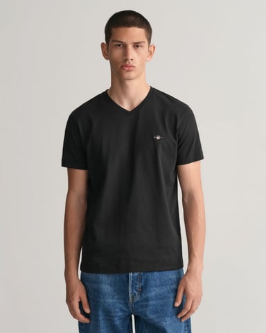 GANT Mens Slim Fit Shield V-Neck T-Shirt