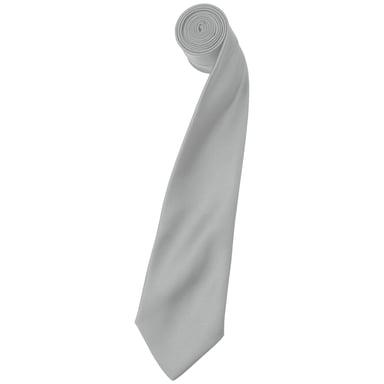Premier Mens Plain Satin Tie (Narrow Blade) (Pack of 2) (Silver Grey)