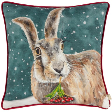 Evans Lichfield Christmas Hare Piped Cushion