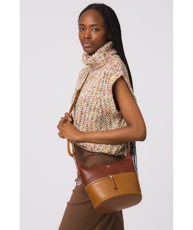 Little Kristin' Dark Tan & Conker Brown Leather Shoulder Bag