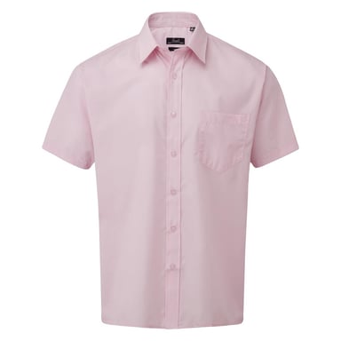 Premier Mens Short Sleeve Poplin Shirt (Pink)