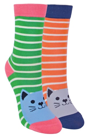 Miss Sparrow - Pack de 2 Calcetines de Bambú con Dibujos de Animales - Gatitos
