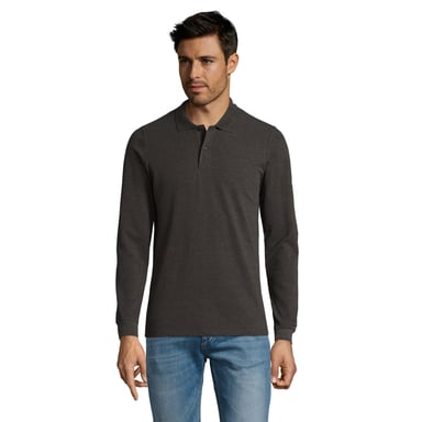 SOLS Mens Perfect Pique Long-Sleeved Polo Shirt (Charcoal Melange)