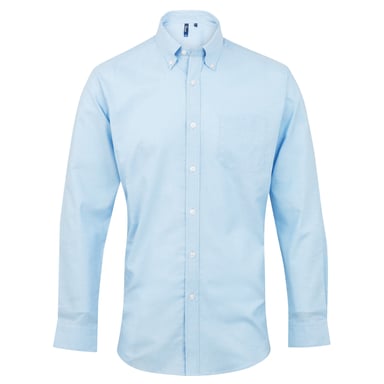Premier Mens Signature Oxford Long Sleeve Work Shirt (Light Blue)