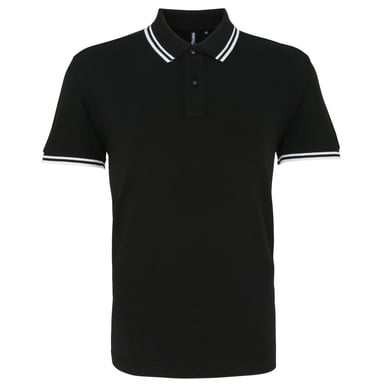 Asquith & Fox Mens Classic Fit Tipped Polo Shirt (Black/ White)
