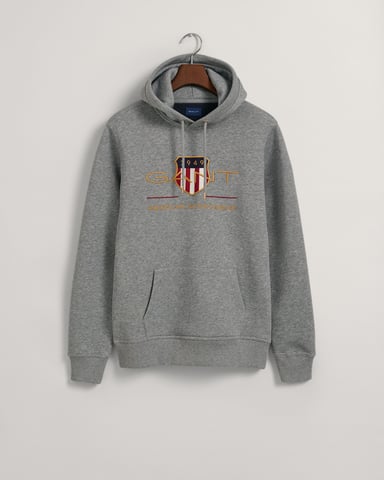 Men's Gant Archive Shield Hoody in Grey Marl