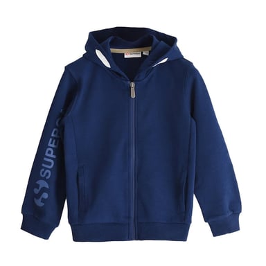 Superga Childrens/Kids Sleeve Print Full Zip Drawstring Hoodie (Navy)