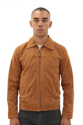 Chaqueta Harington de piel de ante de cabra estilo retro para hombre - Zurich