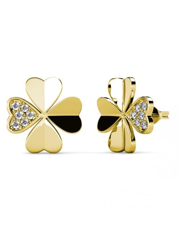 Pendientes de pétalos de trébol - Oro y cristal