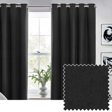 Cortinas Opacas con Ojetes Dawn Black de furn.