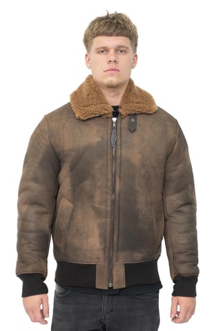 Chaqueta bomber de piel de oveja antigua para hombre - Algorta
