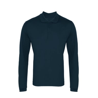 Premier Mens Coolchecker Pique Long-Sleeved Polo Shirt (Navy)