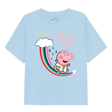 Peppa Pig Girls Rainbow slide T-Shirt (Light Blue)