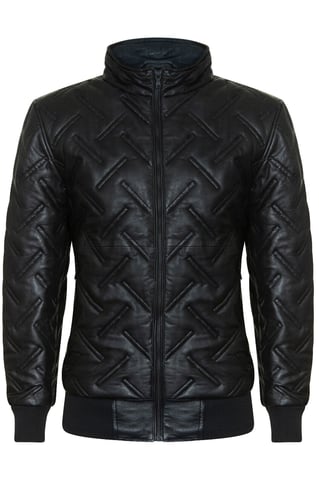 Chaqueta acolchada de cuero estilo bomber para hombre - Goiania
