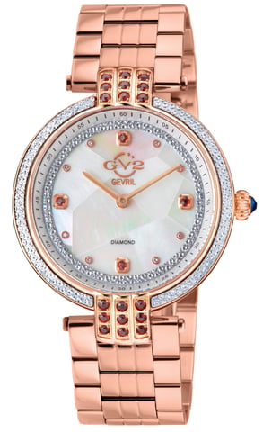 GV2 Matera 12804B Reloj suizo de cuarzo suizo IP rosa con caja de acero inoxidable 316L y esfera blanca MOP para mujer