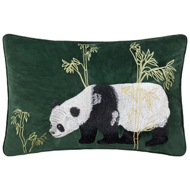 Paoletti Chuan Tranquil Panda Velvet Feather Rich Cushion