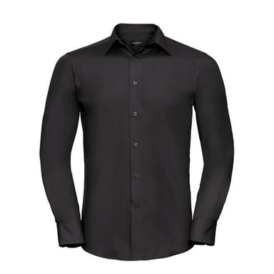 Russell Collection Mens Poplin Tailored Long-Sleeved Shirt (Black)