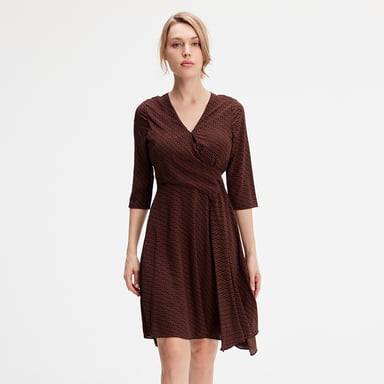 Crossed draped on side skater dress