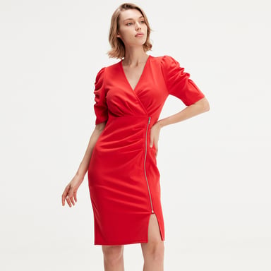 Jersey dress with zip side
