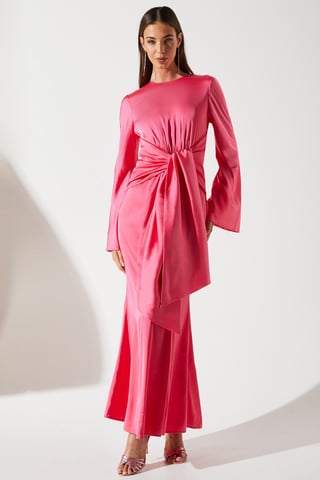 Satin Tie Waist Gown
