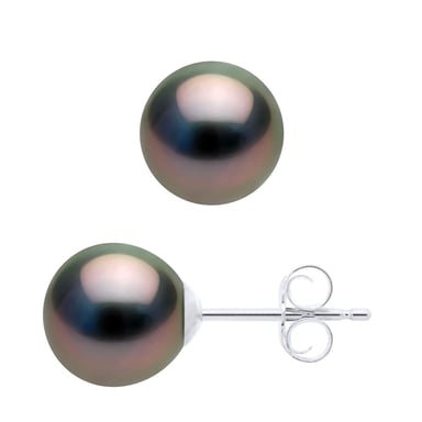 Earrings White Gold 375 - Real Cultured Tahiti Pearls Semi Round 7,5-8 mm