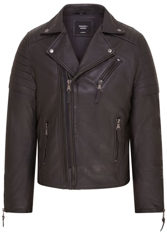 Chaqueta motera de cuero con doble cremallera cruzada Brando negra para hombre - Fagernes