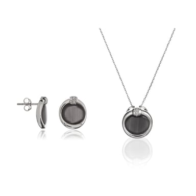 Orphelia Women's 925 Sterling Silver Set: Chain-Pendant + Earrings - Silver SET-5900