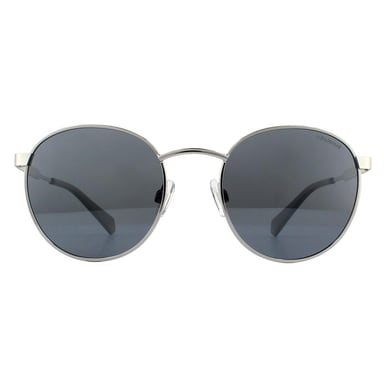 Gafas de sol polarizadas Polaroid redondas unisex gris paladio plata espejo