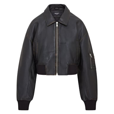 Chaqueta bomber MA-1 de cuero de gran tamaño para mujer