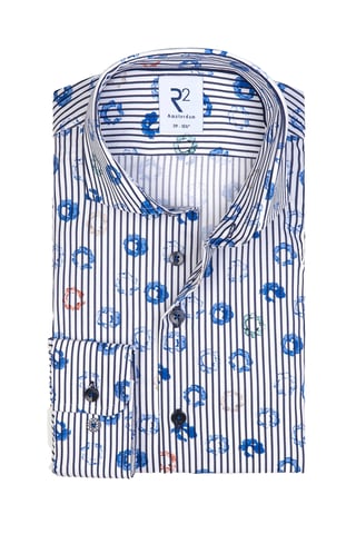 R2 Blue Patterned Shirt Blue Patterned