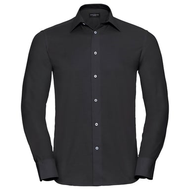 Russell Collection Mens Oxford Tailored Long-Sleeved Formal Shirt (Black)