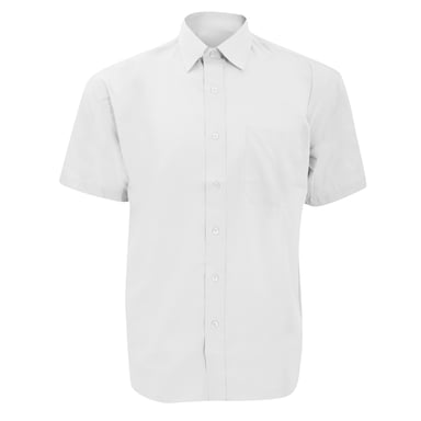 Russell Collection Mens Short Sleeve Poly-Cotton Easy Care Poplin Shirt (White)