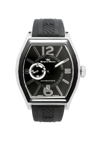 Reloj Yonger con esfera negra y caja plateada