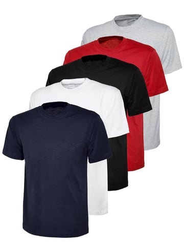 Kruze | Camisetas de Cuello Redondo para Mujer (Paquete de 5) - Gris/Negro/Azul Marino/Blanco/Rojo