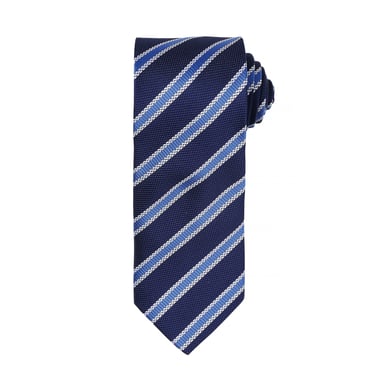 Premier Mens Waffle Stripe Formal Business Tie (Pack of 2) (Navy/Royal)