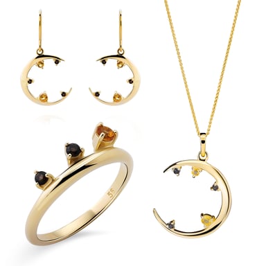 Orphelia 'Eline' Women's 925 Sterling Silver Set: Necklace + Earrings + Ring - Gold SET-7497/G