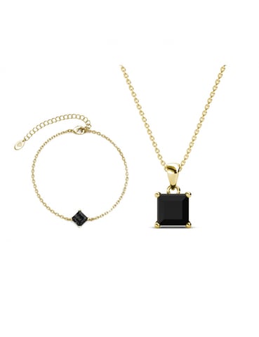 Conjunto Calle Cuadrado Simple - Cristal Dorado y Negro