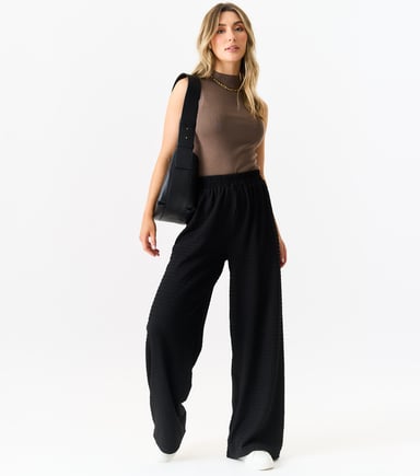 Pantalones sin cierres con cintura elástica texturizada