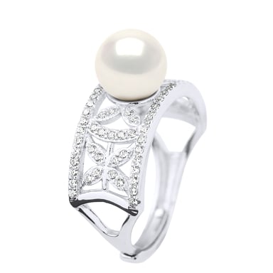 Ring Jewelry - Real Cultured Freshwater Pearl Round 8-9 mm