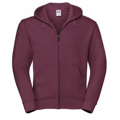 Russell Mens Authentic Full Zip Hooded Sweatshirt / Hoodie (Burgundy)