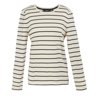 Regatta Womens/Ladies Federica II Stripe Long-Sleeved T-Shirt (Light Vanilla/Navy)