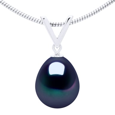 Necklace Semi Rigid Real Cultured Freshwater Pearl Pear 10-11 mm